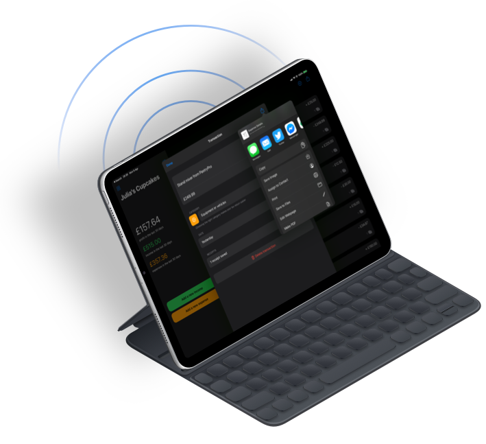 iPad showing someone sharing a spreadsheet to someone else